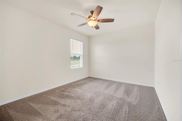 spare room featuring ceiling fan and carpet floors