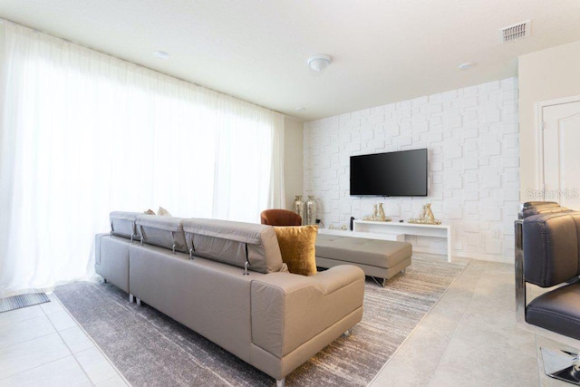 view of tiled living room