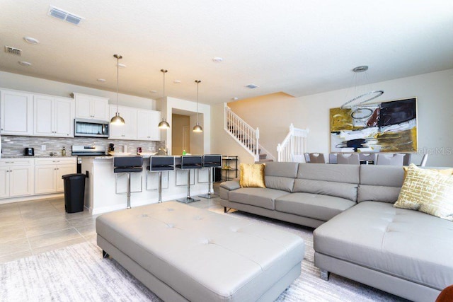 view of tiled living room