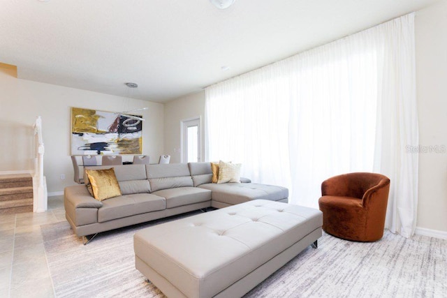 view of tiled living room