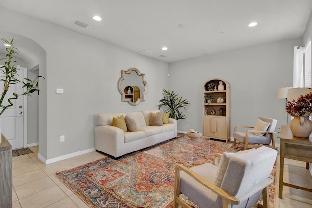 view of tiled living room