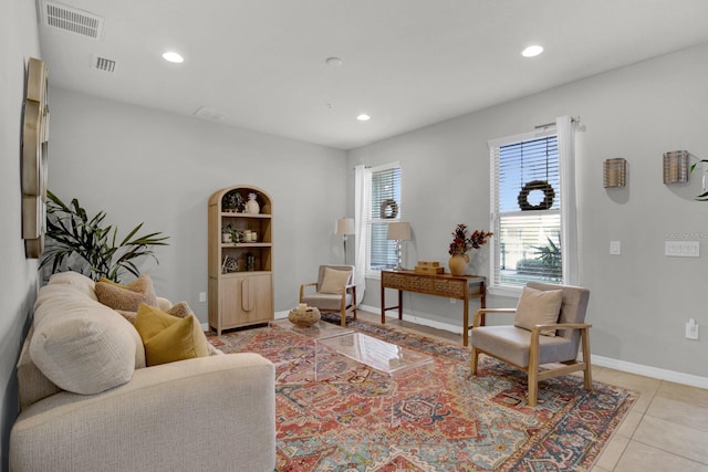 view of tiled living room