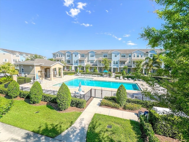 view of pool featuring a patio