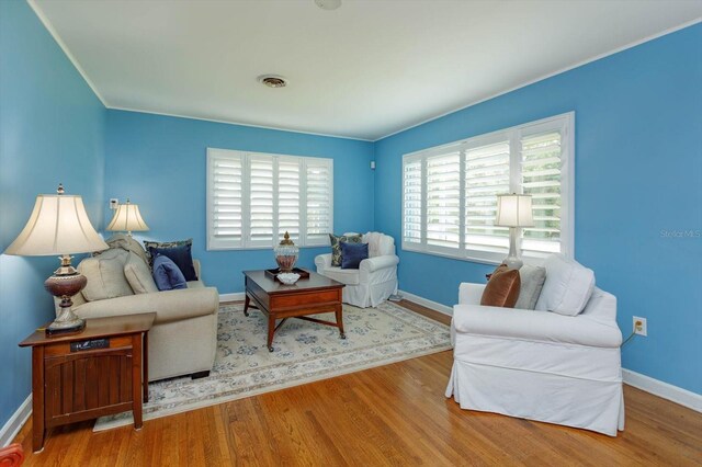 living room featuring hardwood / wood-style flooring