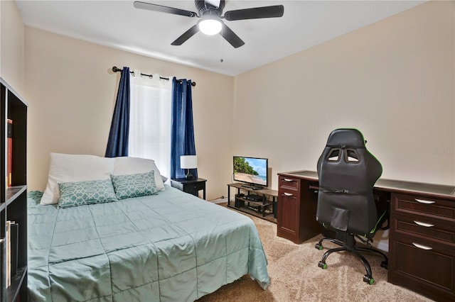 bedroom with carpet and ceiling fan