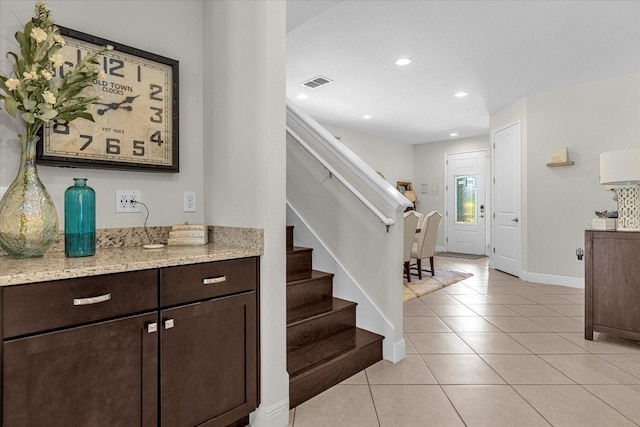 interior space with light tile floors