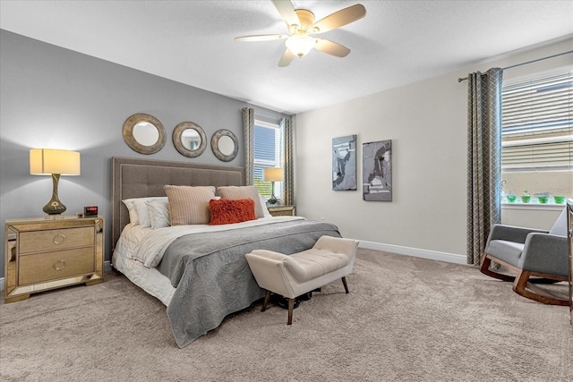 bedroom with carpet and ceiling fan