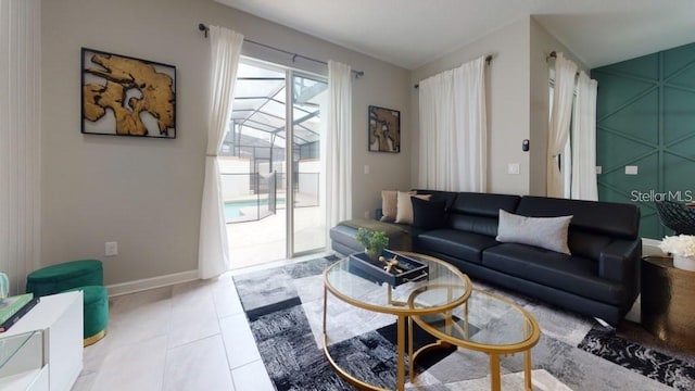 view of tiled living room