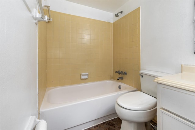 full bathroom with vanity, toilet, and tiled shower / bath