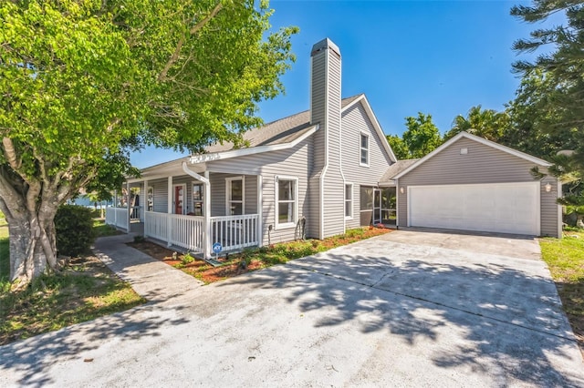 view of front of property featuring a garage and covered porch