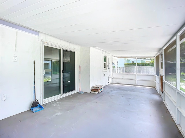 view of unfurnished sunroom