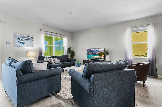 view of tiled living room