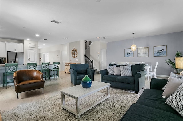 view of tiled living room