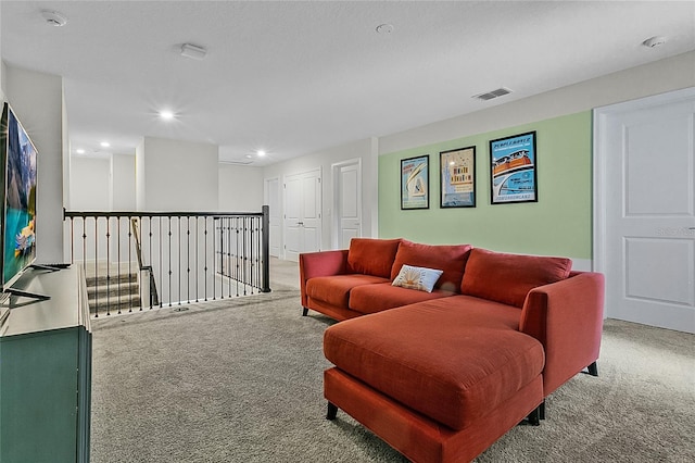 living room featuring carpet