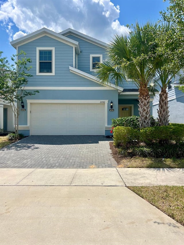 view of front of house with a garage