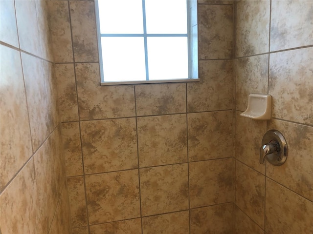 details with a tile shower