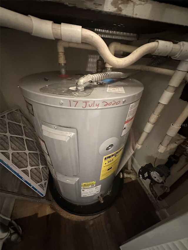 utility room featuring water heater