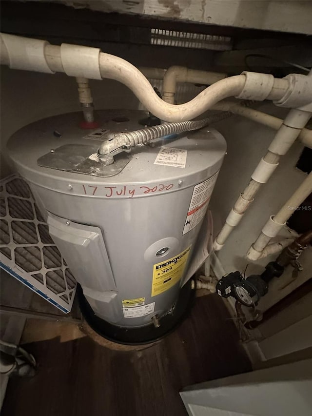 utility room with water heater