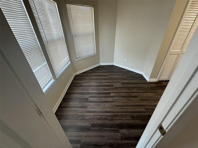 empty room with dark wood-type flooring