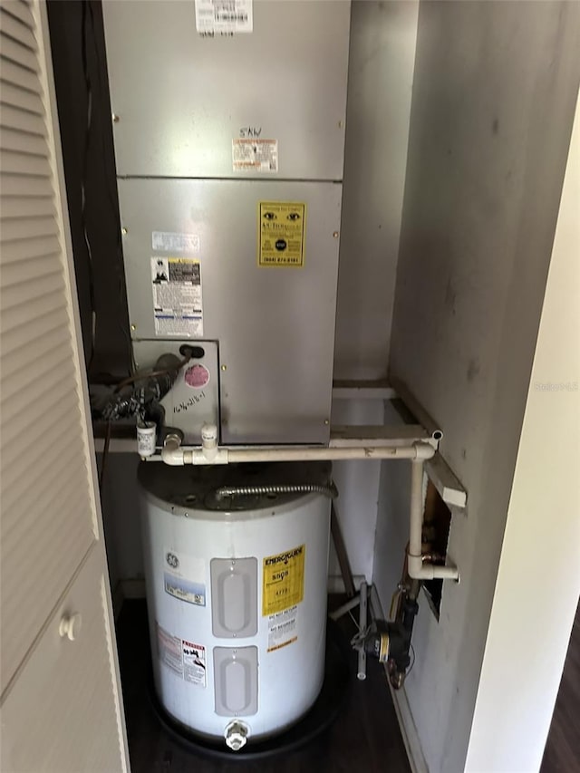 utility room featuring heating utilities and electric water heater