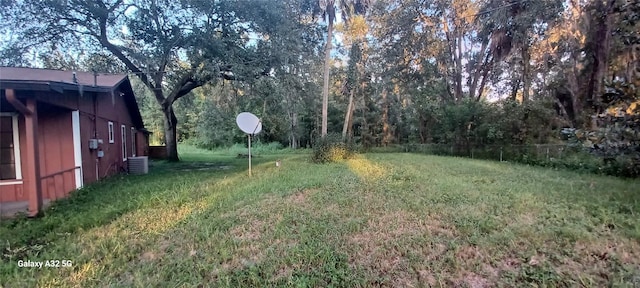 view of yard with central AC unit