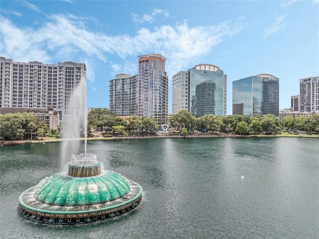 property view of water featuring a view of city