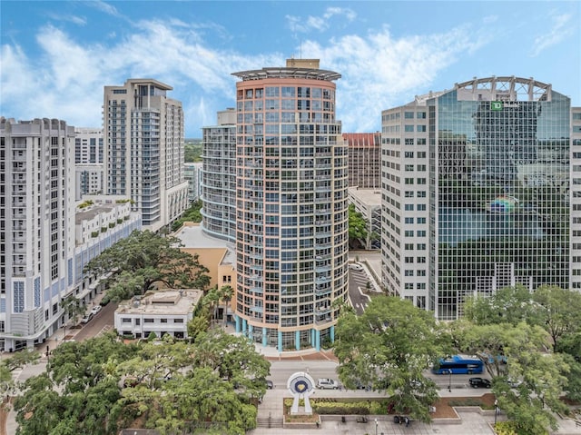 view of building exterior featuring a city view