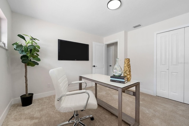 office featuring light colored carpet