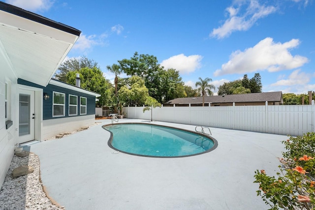 view of swimming pool with a patio area