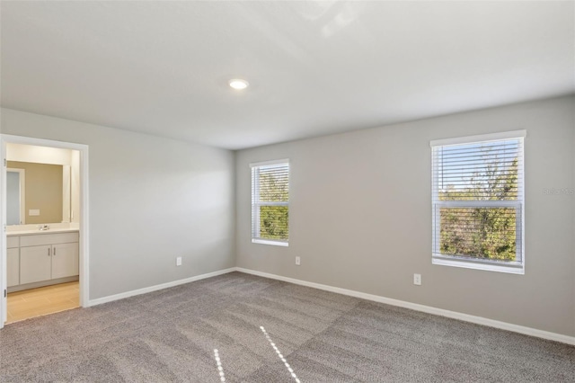 spare room featuring light colored carpet