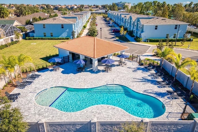 view of pool with a gazebo and a patio area