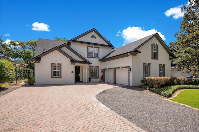 front facade with a garage