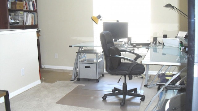 office area with light colored carpet