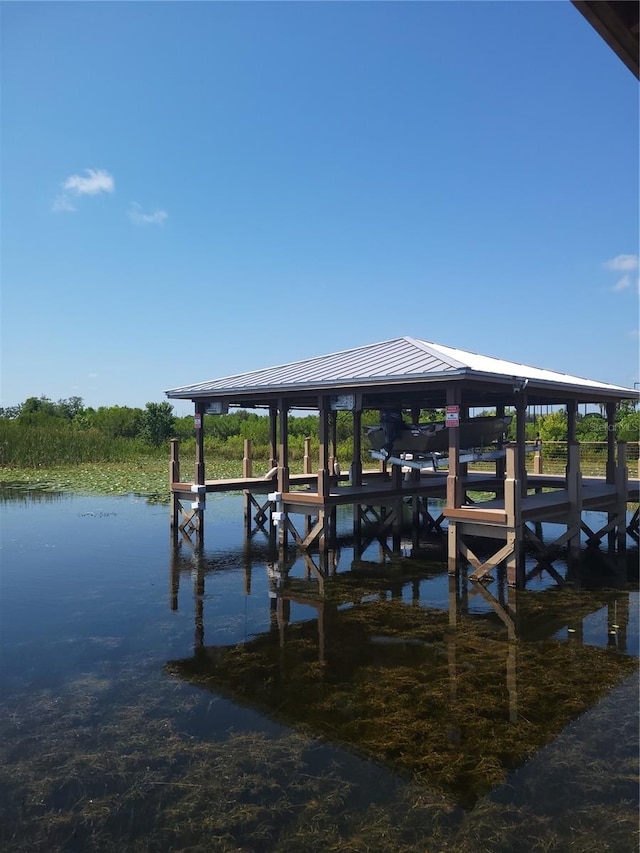 view of dock featuring a water view