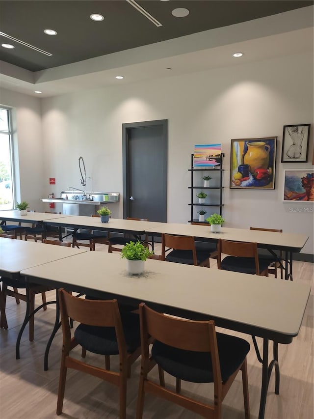 dining room with light hardwood / wood-style floors