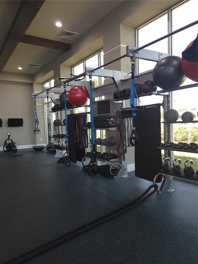 gym with a wealth of natural light