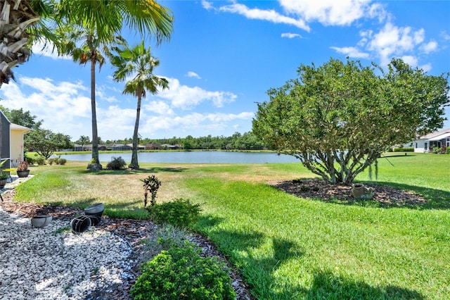 view of yard featuring a water view