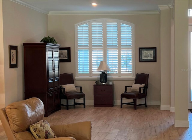 3962 Kennebunk Loop, Mount Dora, FL 32757 - sitting room featuring wood finished floors, crown molding, and baseboards