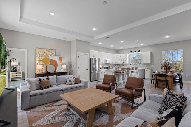 living room featuring light hardwood / wood-style floors