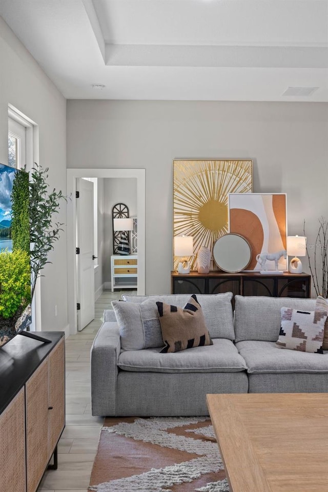 living room featuring light hardwood / wood-style floors