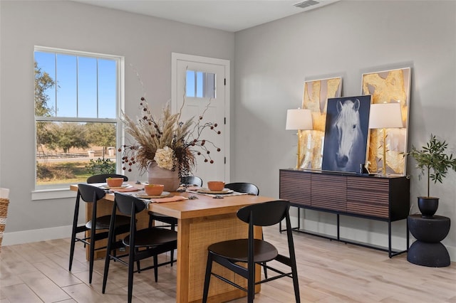 dining room with light hardwood / wood-style floors