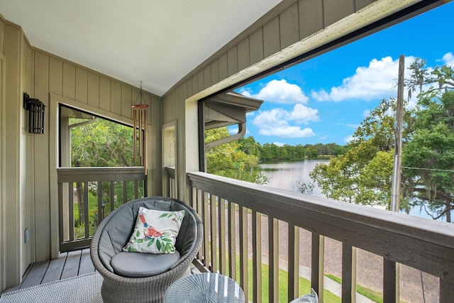 balcony with a water view