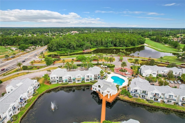 bird's eye view featuring a water view