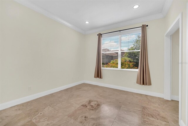 tiled empty room with ornamental molding