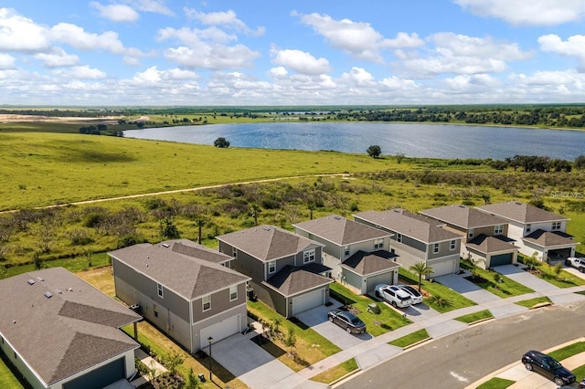 bird's eye view featuring a water view