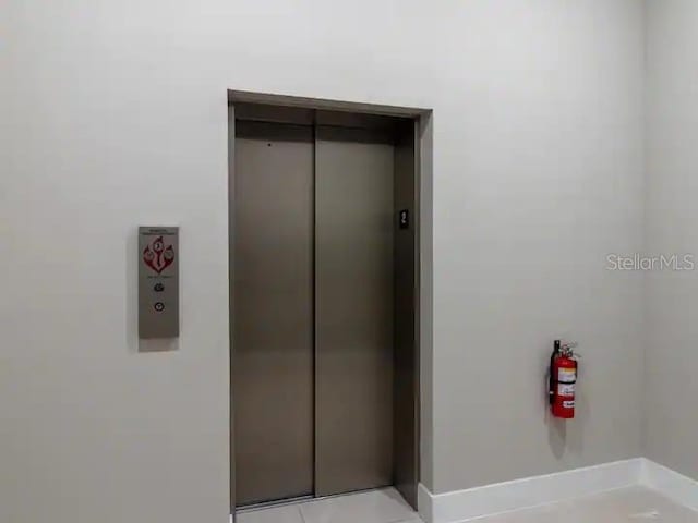 interior space with elevator