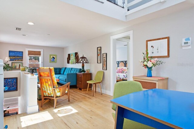 living area featuring light wood-type flooring