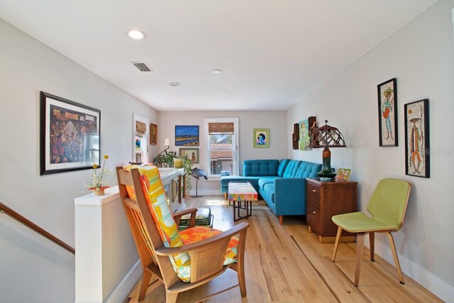 living room featuring light wood-type flooring