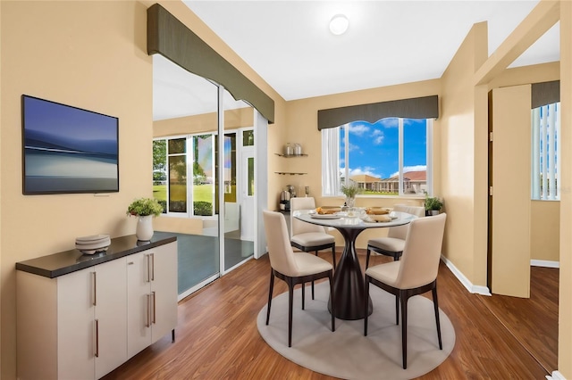 dining room with hardwood / wood-style flooring and plenty of natural light