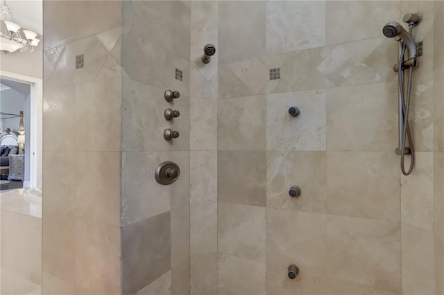 interior space with tiled shower